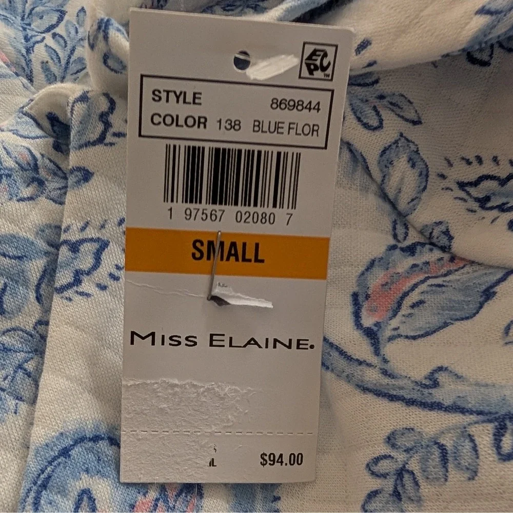 Miss Elaine Womens Quilted Robe‎ SMALL Shin Length Full Zip Pockets Soft Gift